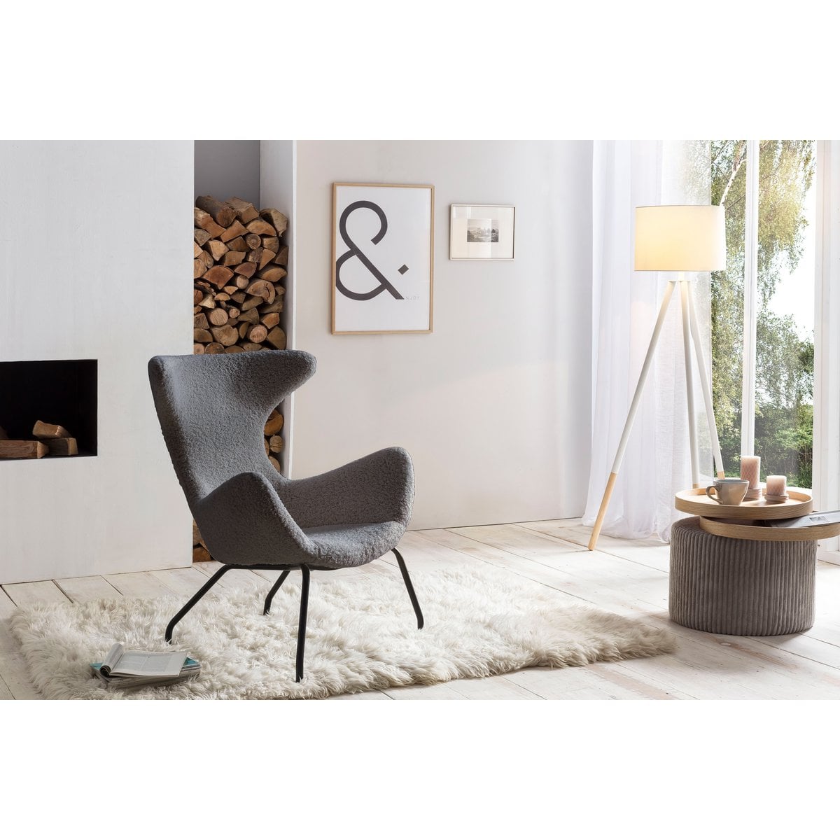 Relaxsessel Teddyfell grau – Bild 7