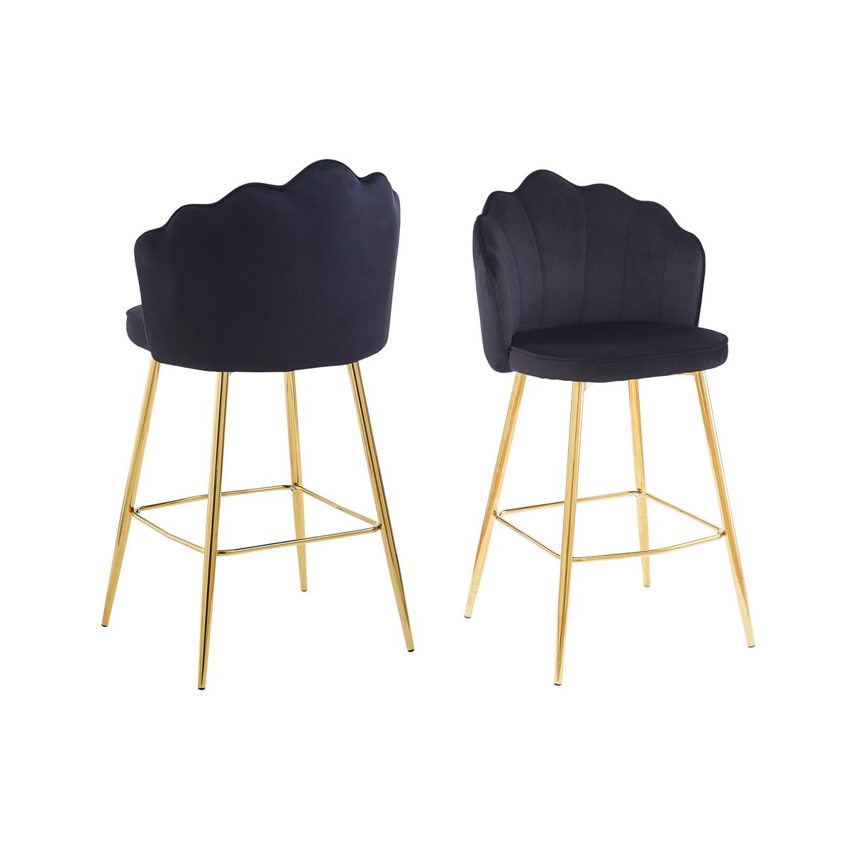 Barhocker Muscheldesign 2er Set aus Samt