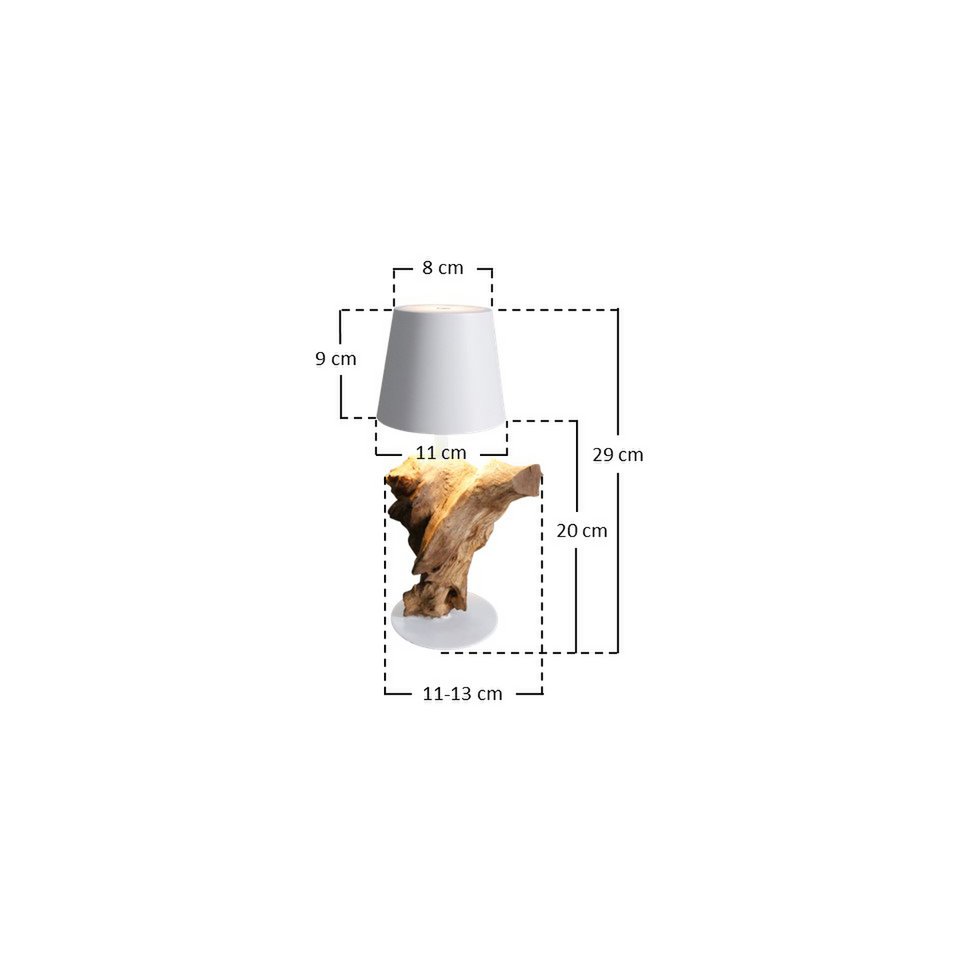 Tischleuchte 29 cm Natur/Weiß mit LED-Akku – Bild 10