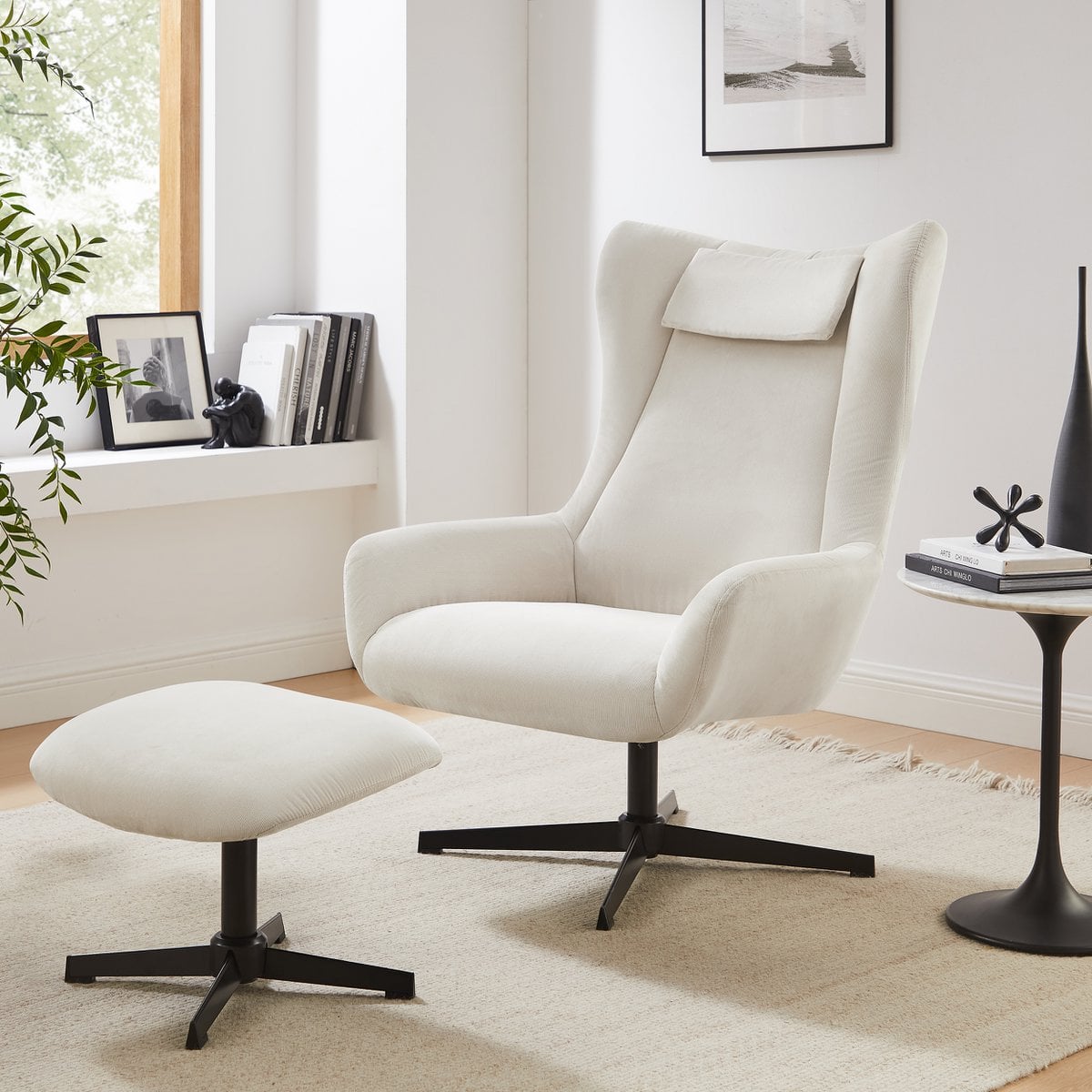 Sessel und Hocker Cordoptik – Bild 2