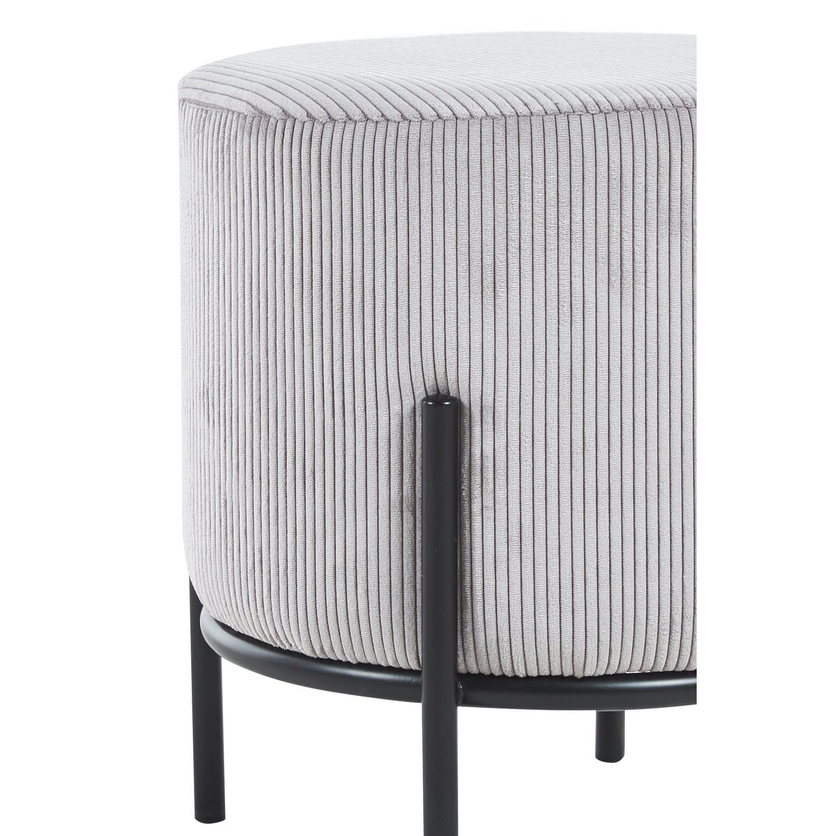 Polsterhocker Ø35 cm Cord Optik Hellgrau – Bild 2