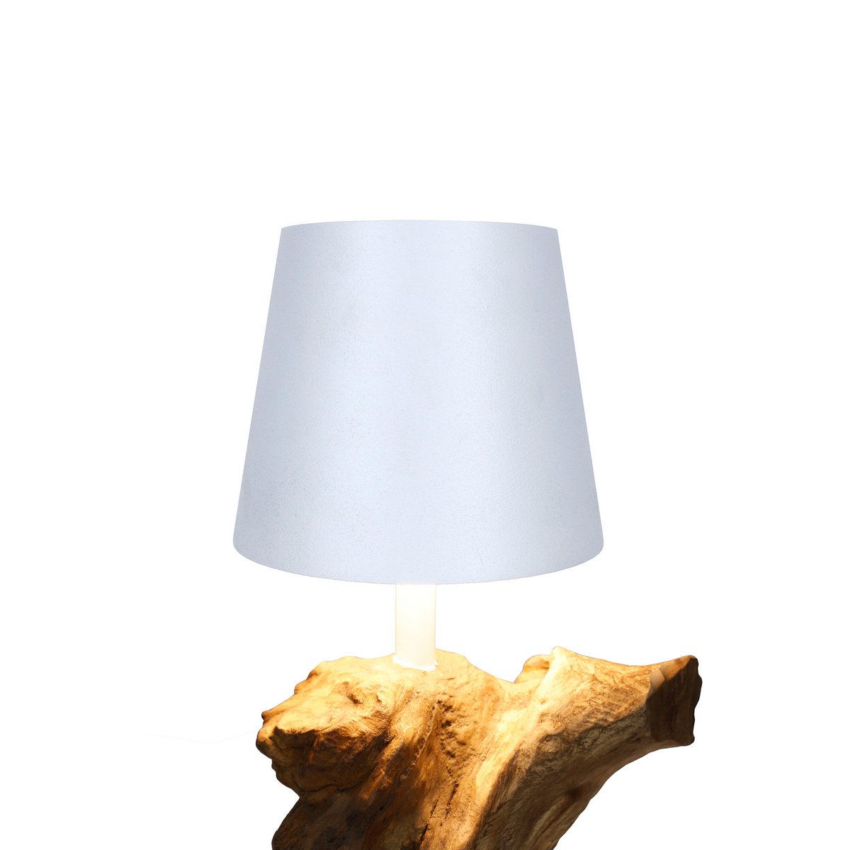 Tischleuchte 29 cm Natur/Weiß mit LED-Akku – Bild 3
