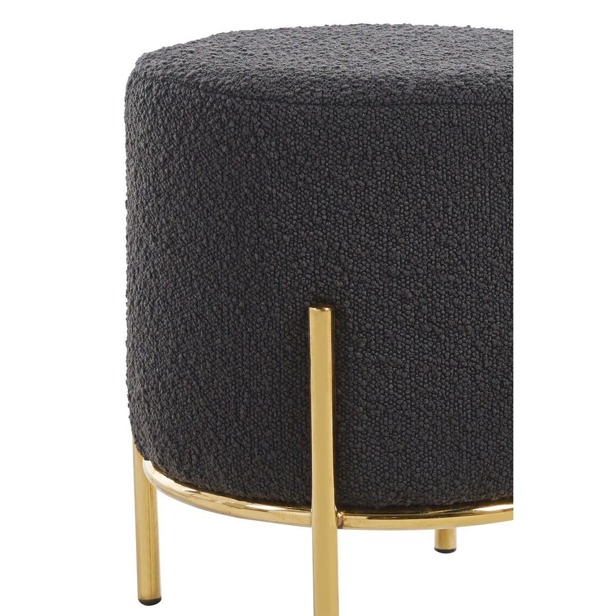 Polsterhocker Ø35 cm Bouclé Stoff Anthrazit – Bild 2