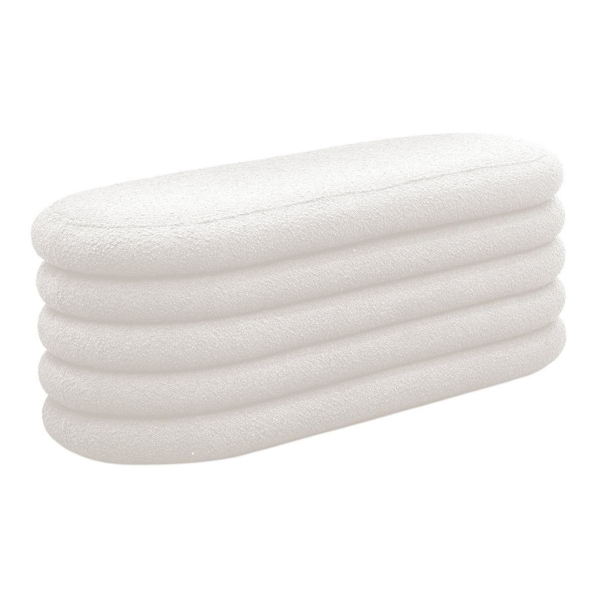 Bouclé Polsterhocker/Bettbank Weiß – Bild 2