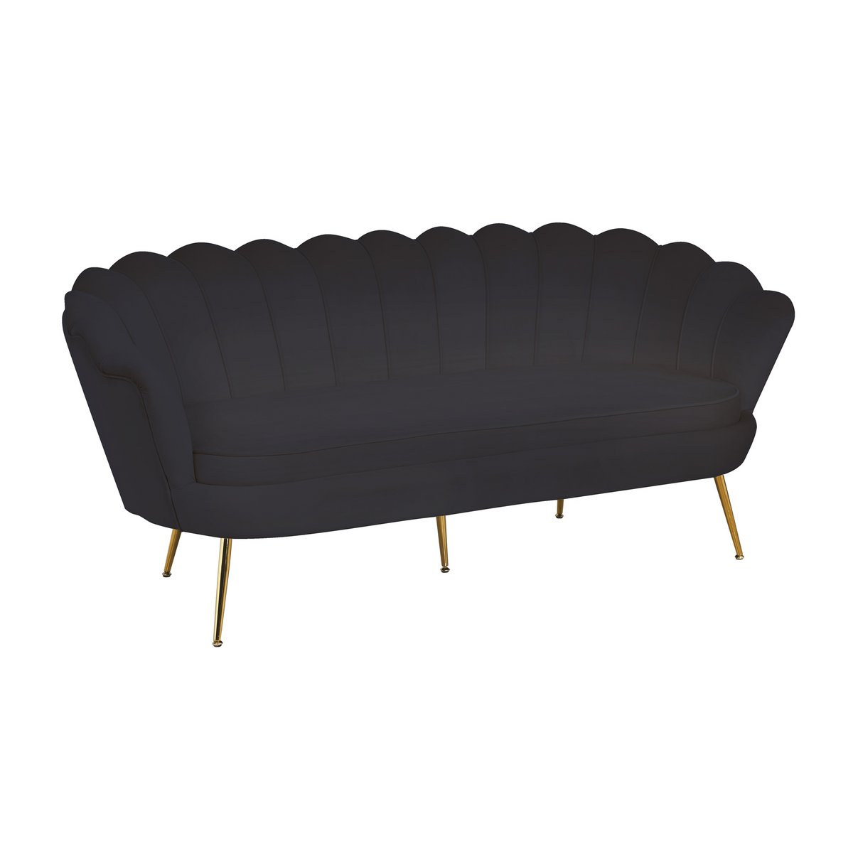 Muschelsofa 3-Sitzer aus Samt Schwarz – Bild 3