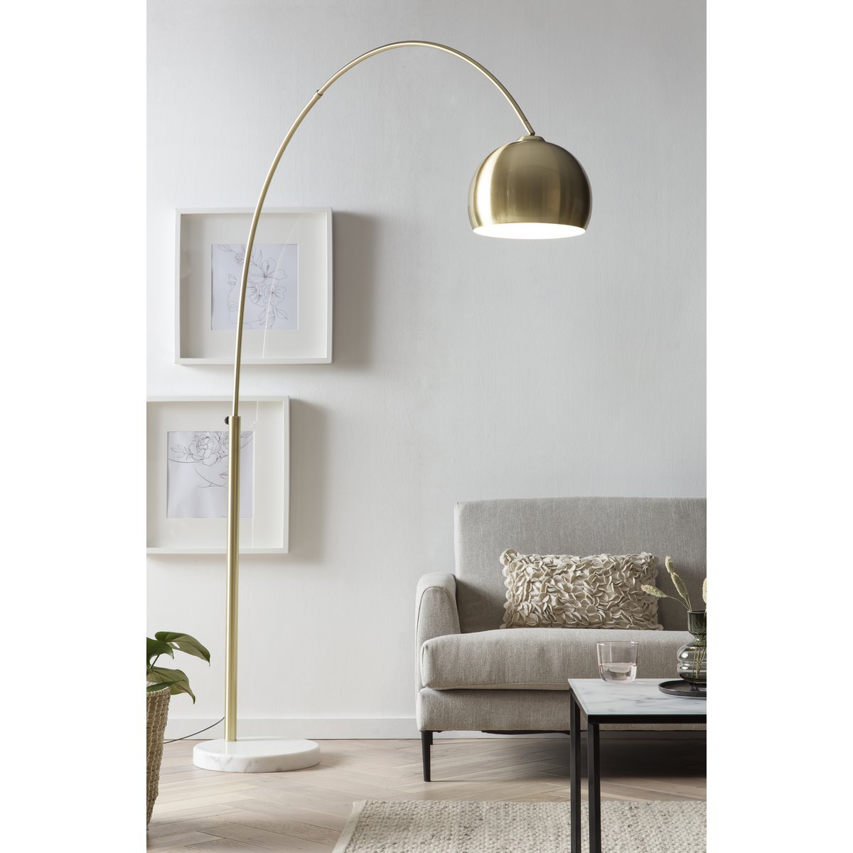 Bogenlampe Messing mit Marmorfuß – Bild 2