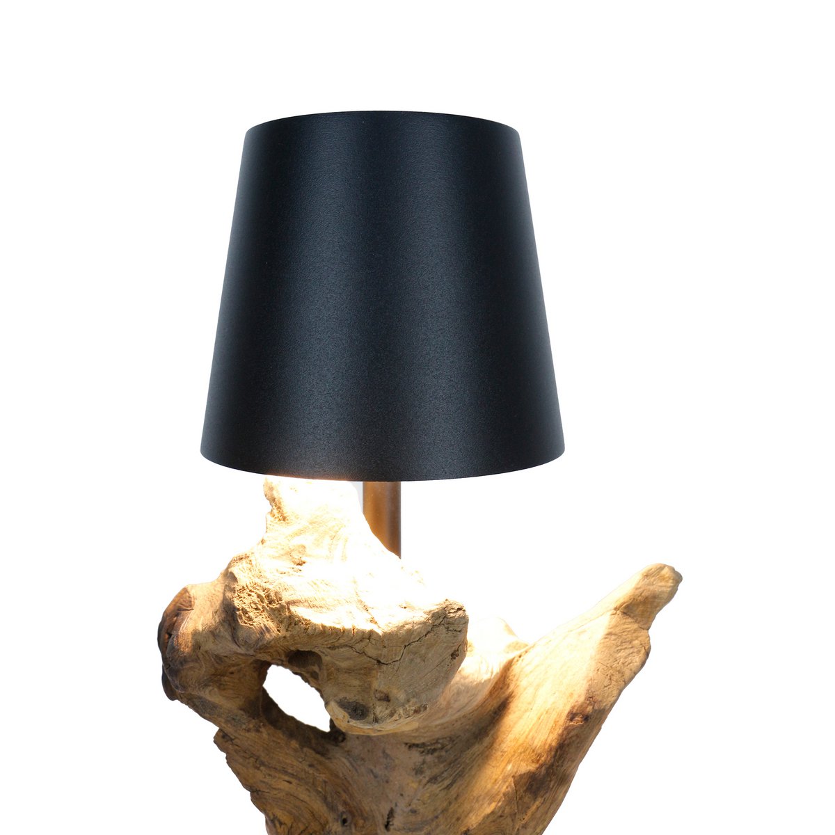 Tischleuchte 29 cm Natur/Schwarz mit LED-Akku – Bild 3