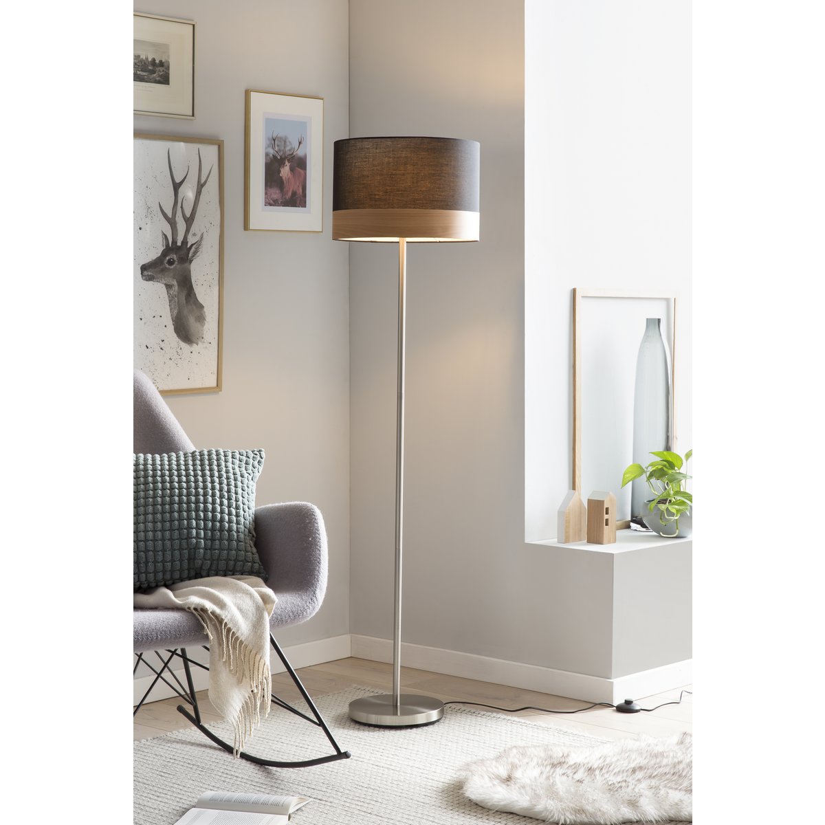 Stehlampe rund schwarz Ø 38 cm