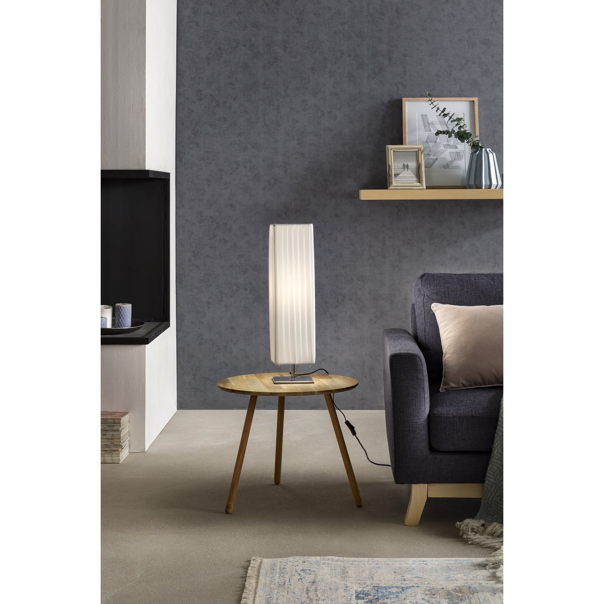 Tischlampe 60 cm eckig weiß chrom – Bild 2