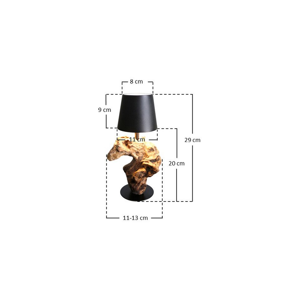 Tischleuchte 29 cm Natur/Schwarz mit LED-Akku – Bild 10