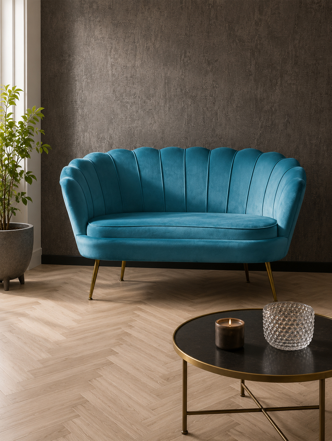 Muschelsofa aus Samt – Bild 4