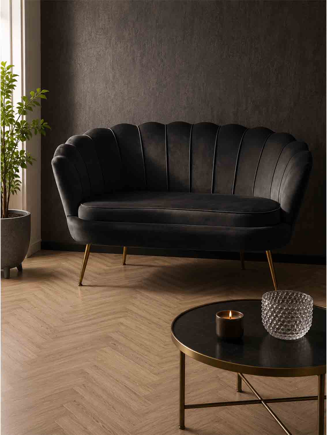 Muschelsofa aus Samt
