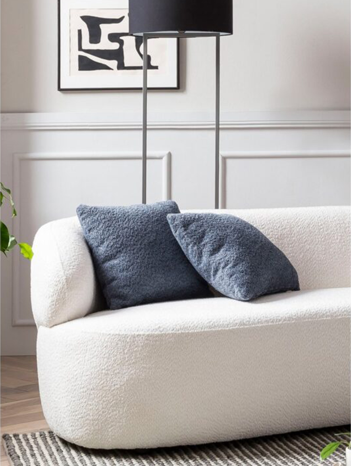 Nierensofa 3-Sitzer Bouclé Stoff Weiß – Bild 3