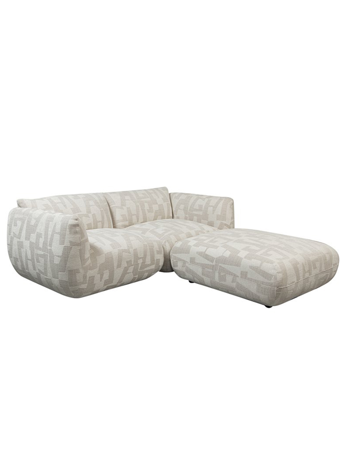 Sofa Amsterdam 2,5-Sitzer + Ottomane Weiße Glyphen