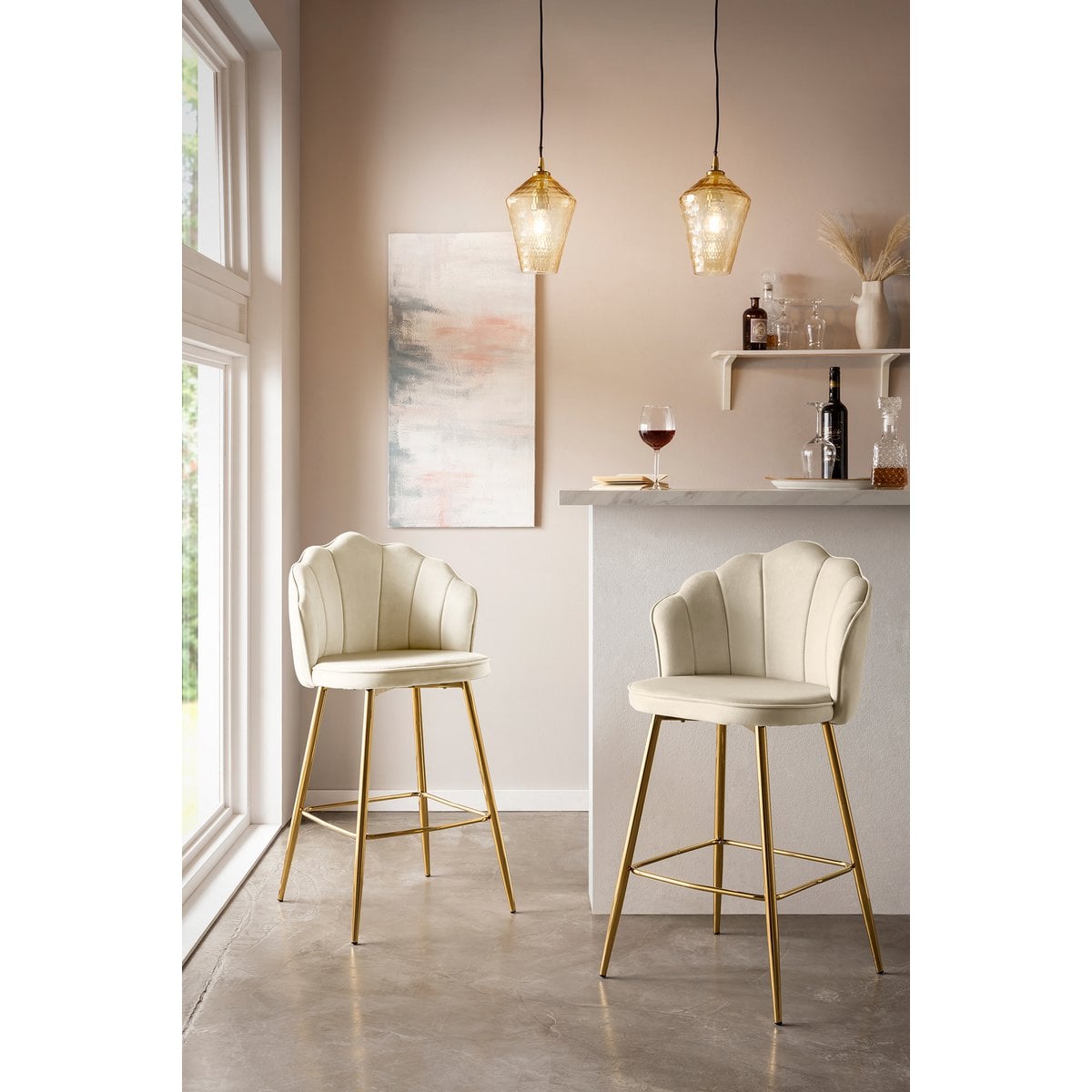 Barhocker Muscheldesign 2er Set aus Samt – Bild 13