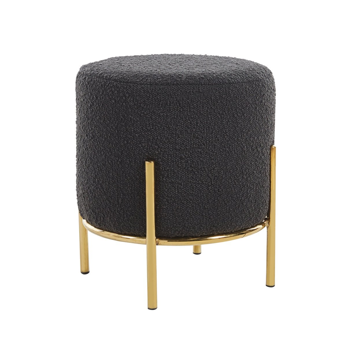 Polsterhocker Ø35 cm Bouclé Stoff Anthrazit