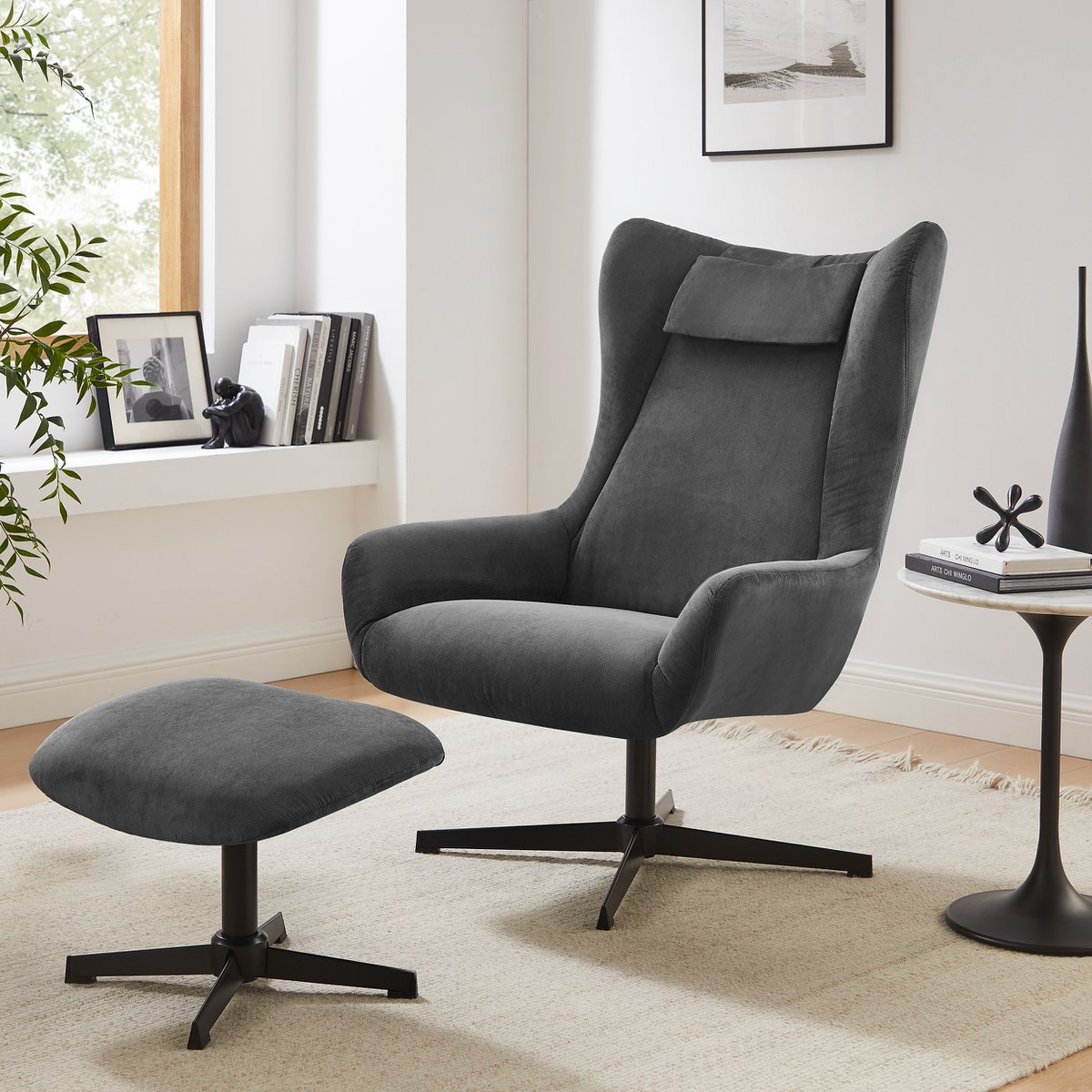 Sessel und Hocker Cordoptik – Bild 13