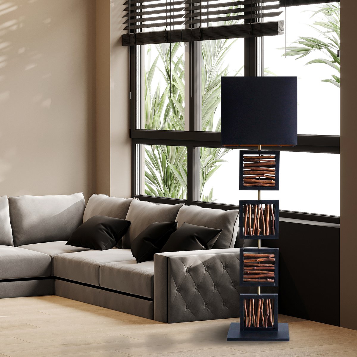 Stehleuchte Treibholz Natur/Schwarz 163 cm – Bild 11