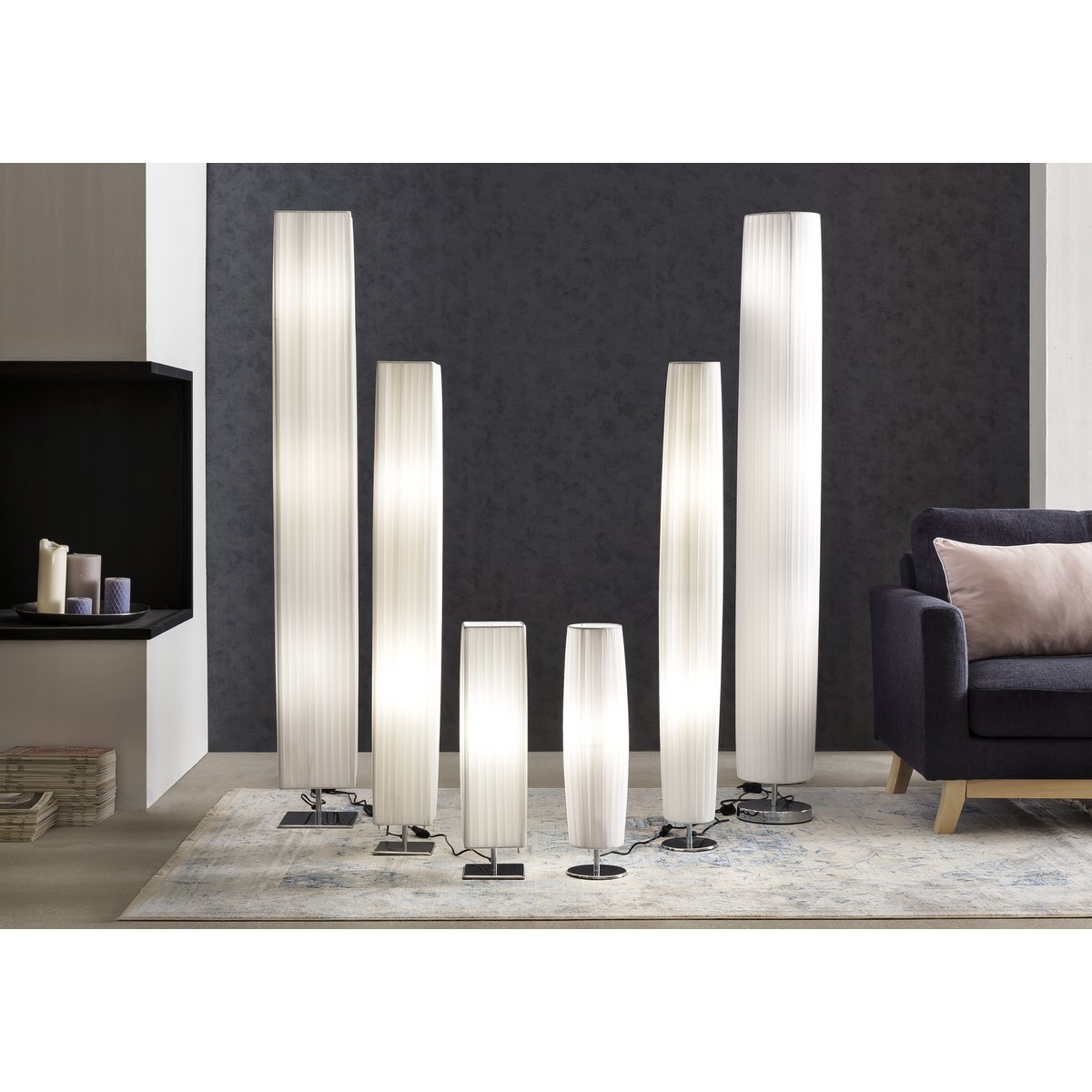 Tischlampe 60 cm eckig weiß chrom – Bild 3