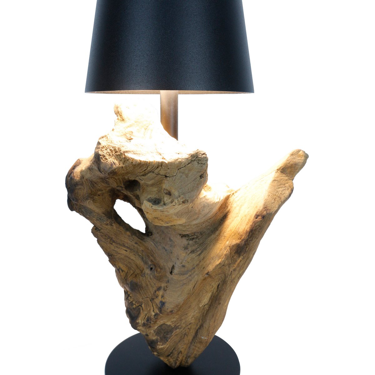 Tischleuchte 29 cm Natur/Schwarz mit LED-Akku – Bild 4