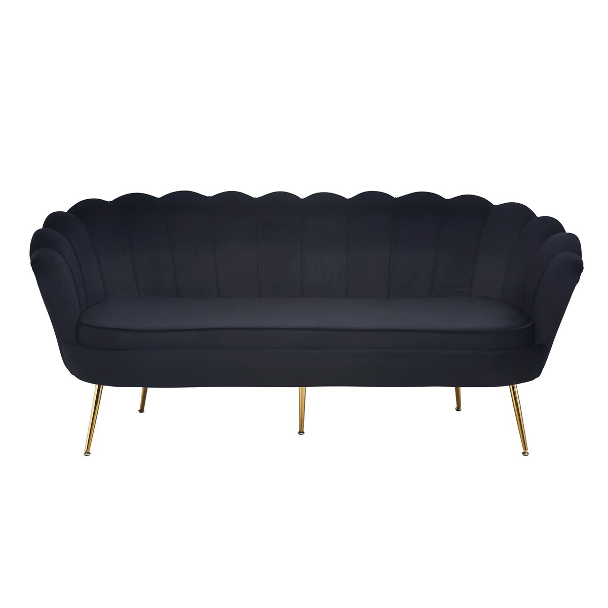 Muschelsofa 3-Sitzer aus Samt Schwarz – Bild 2