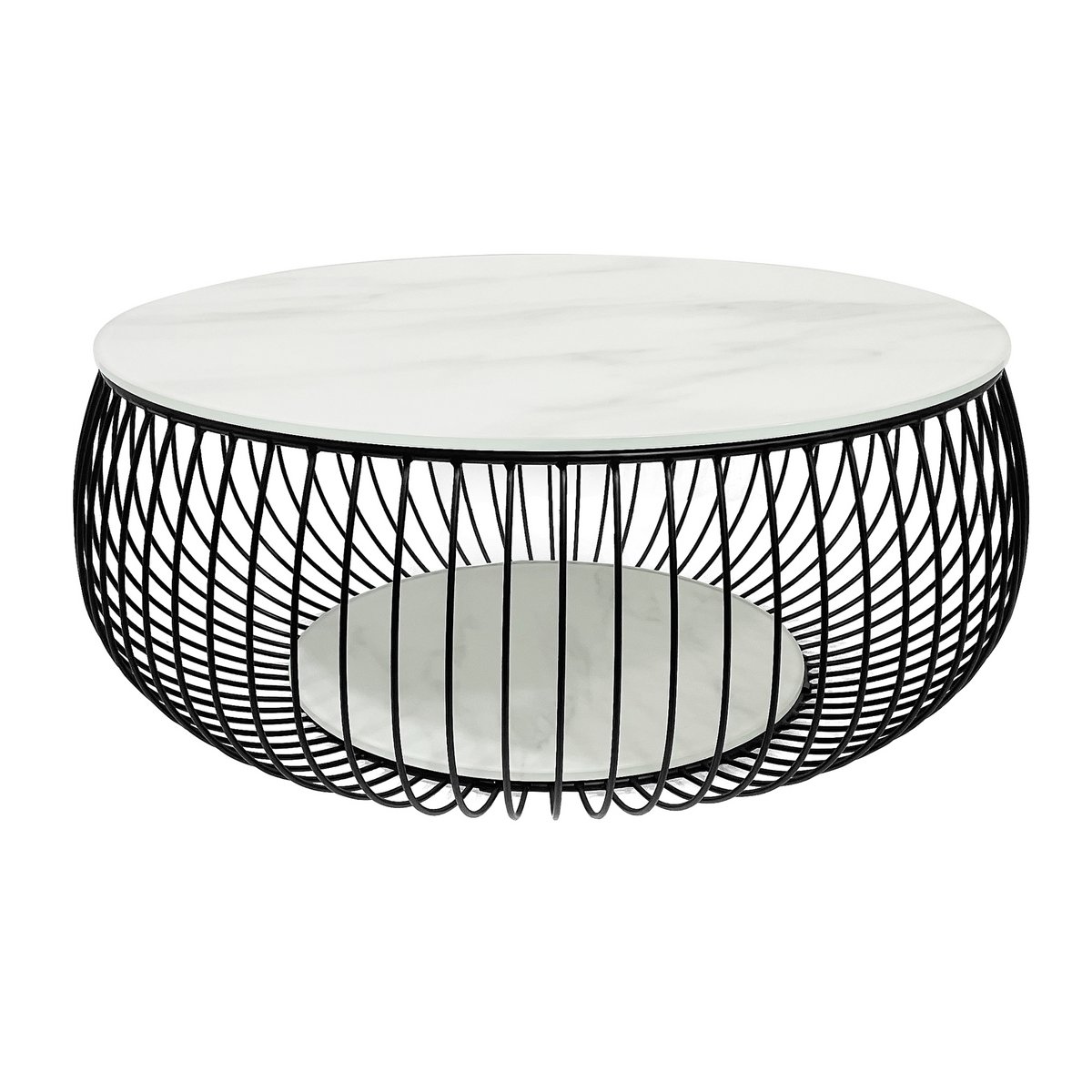 Couchtisch Ø 86 cm Schwarz/Weiß