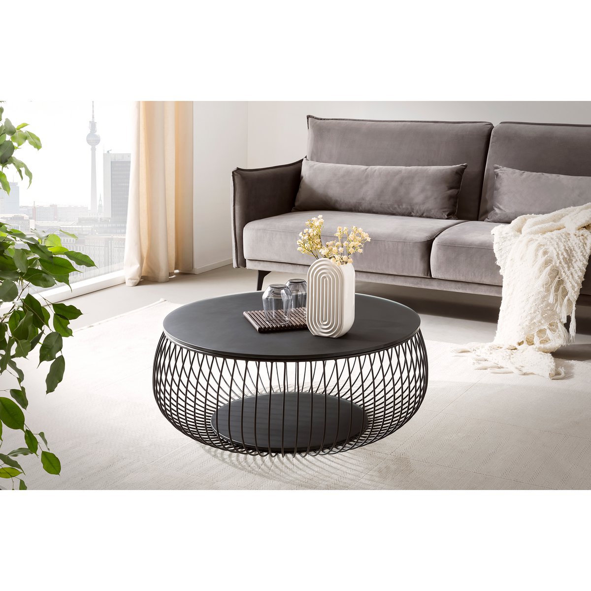 Couchtisch Ø 86 cm Schwarz – Bild 2