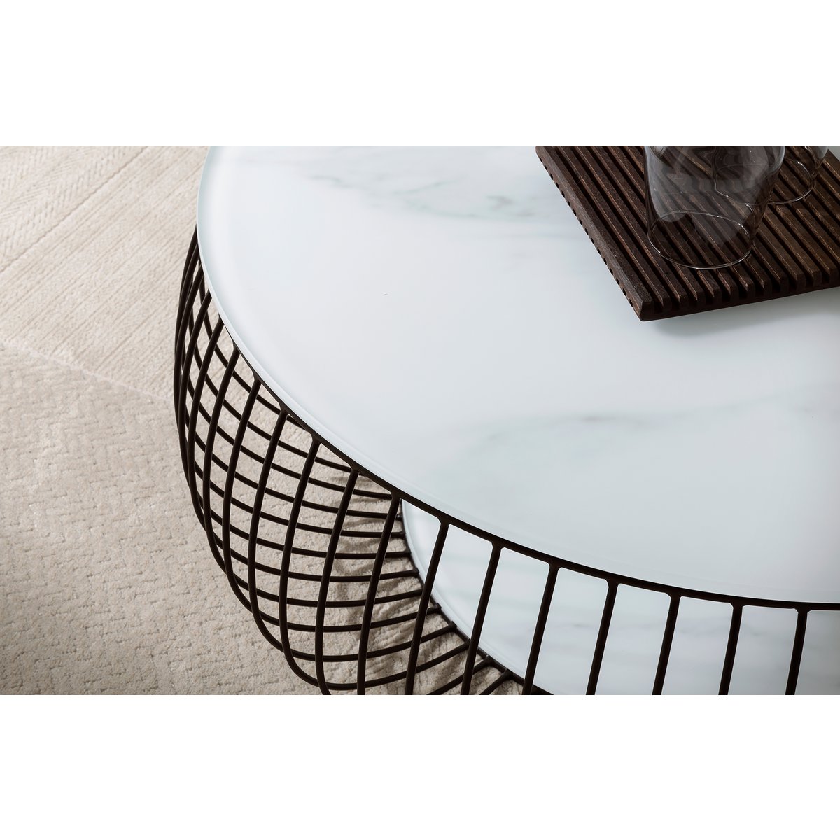 Couchtisch Ø 86 cm Schwarz/Weiß – Bild 5