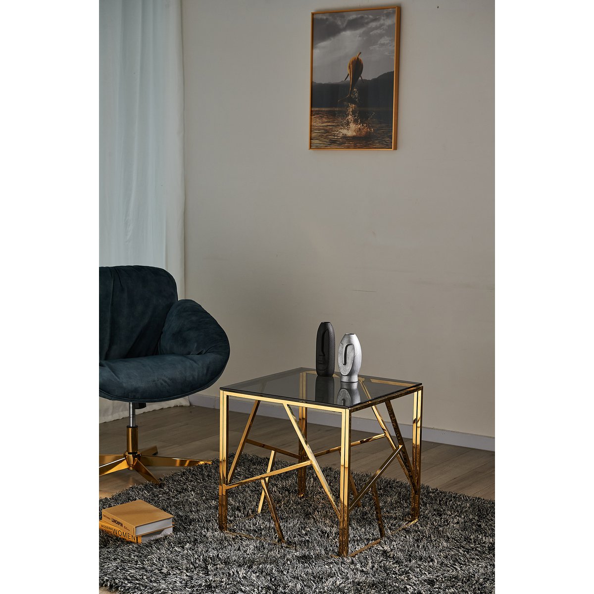 Beistelltisch Gold/Grau 55x55 cm – Bild 4