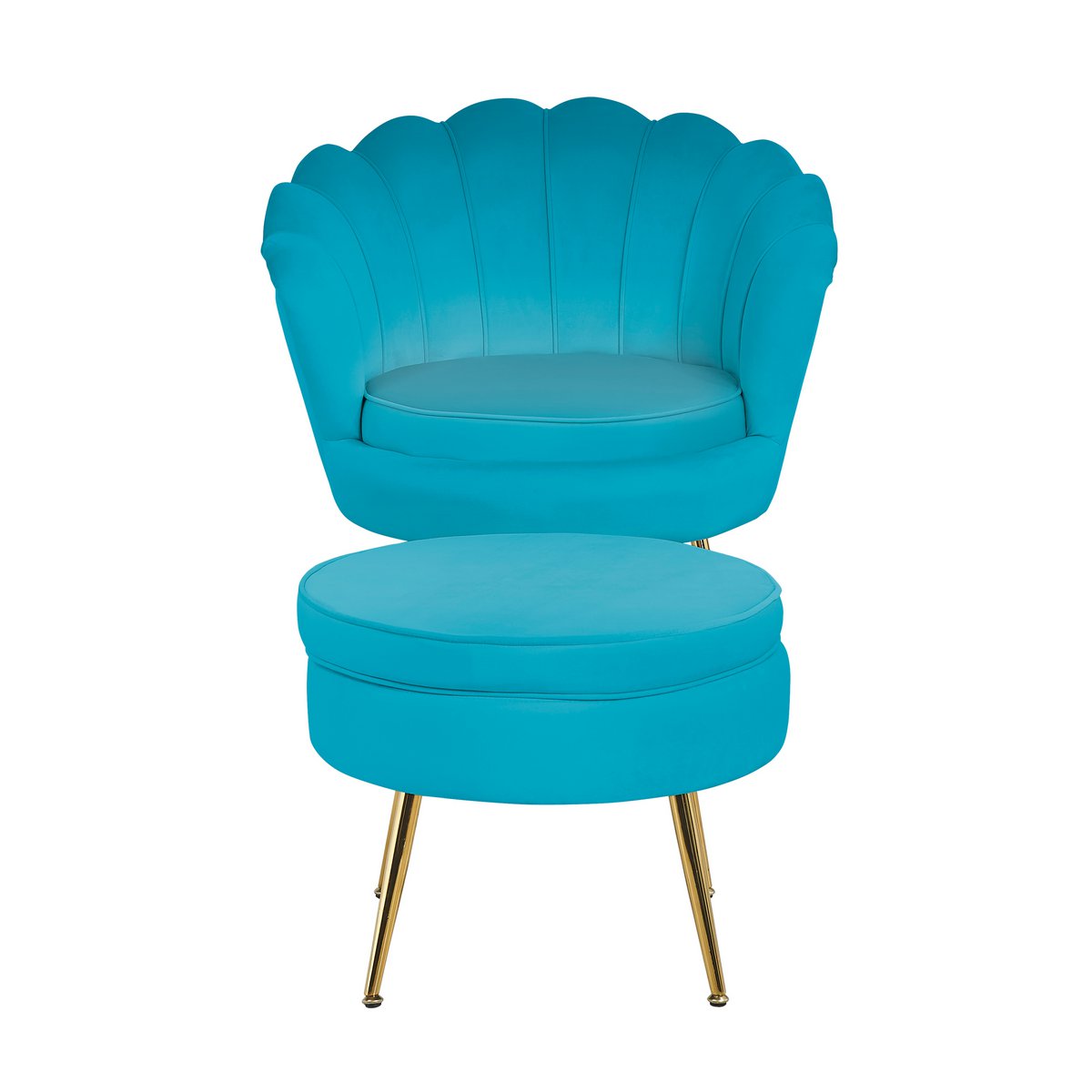 Muschelsessel aus Samt Blau – Bild 9