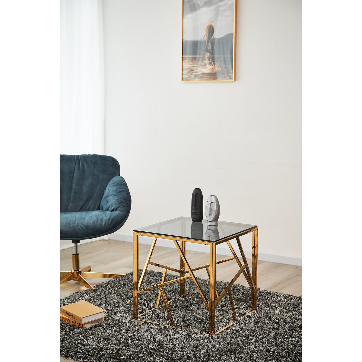 Beistelltisch Gold/Grau 55x55 cm – Bild 5