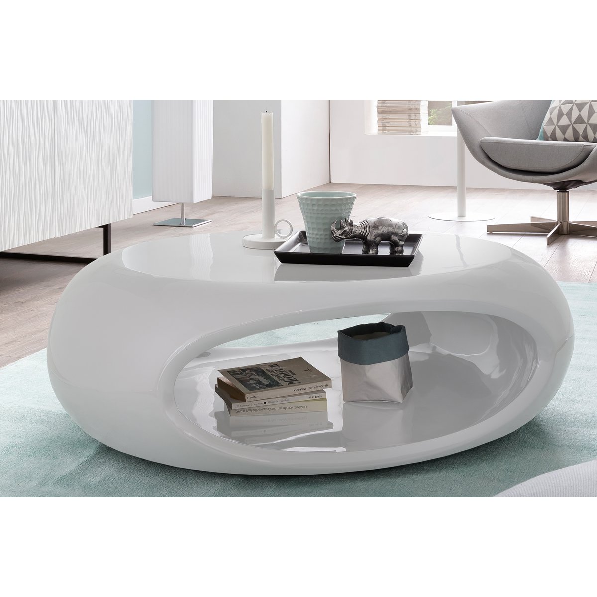 Couchtisch 100x70x32 cm weiß Fiberglas