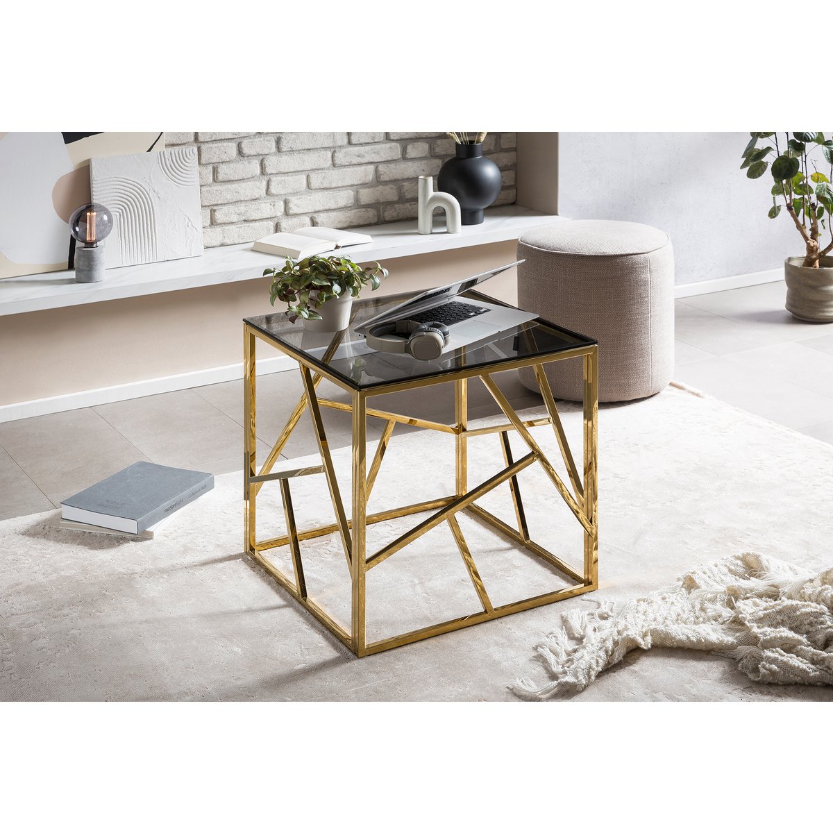 Beistelltisch Gold/Grau 55x55 cm – Bild 2