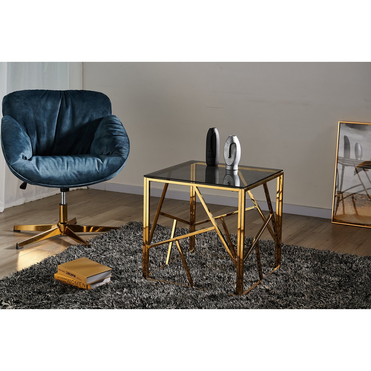 Beistelltisch Gold/Grau 55x55 cm – Bild 3