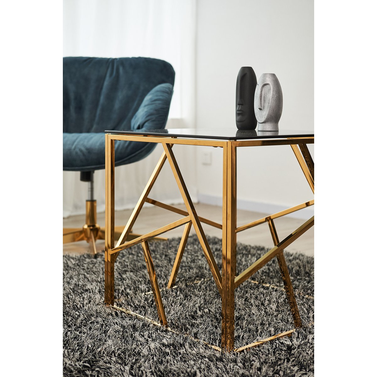 Beistelltisch Gold/Grau 55x55 cm – Bild 6