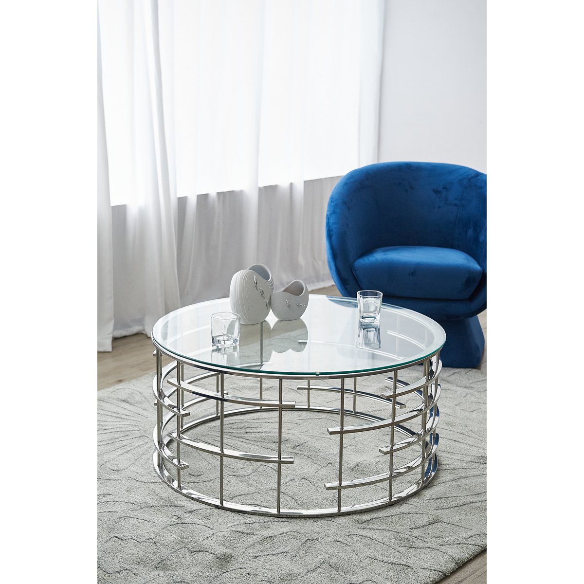 Couchtisch Silber Ø 90 cm – Bild 2