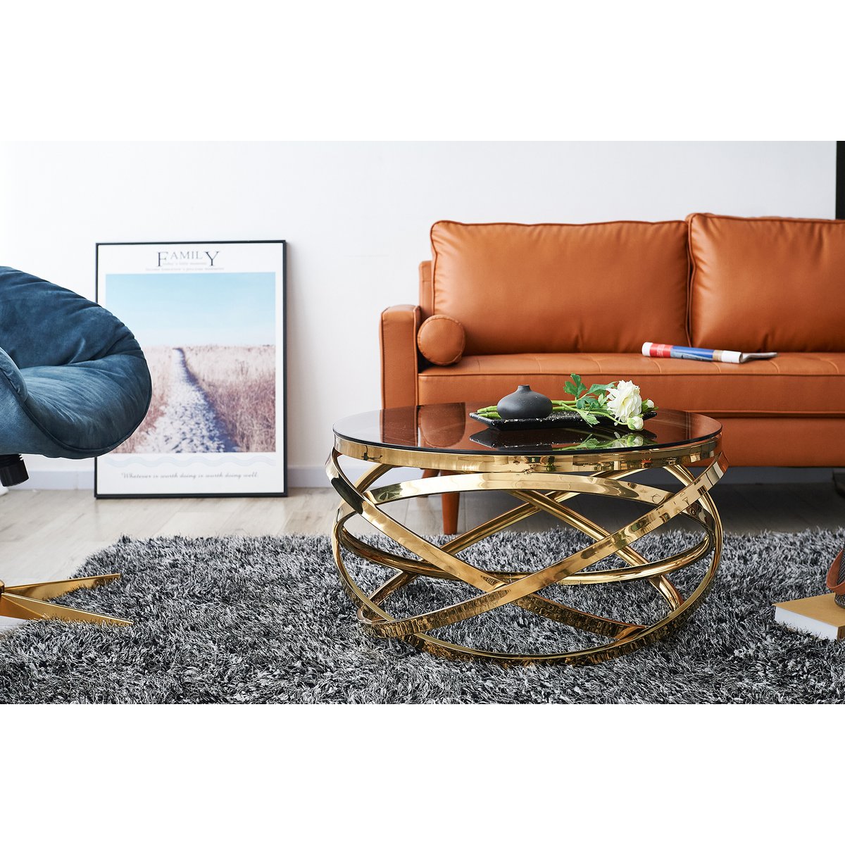 Couchtisch Gold/Grau Ø 80 cm – Bild 2