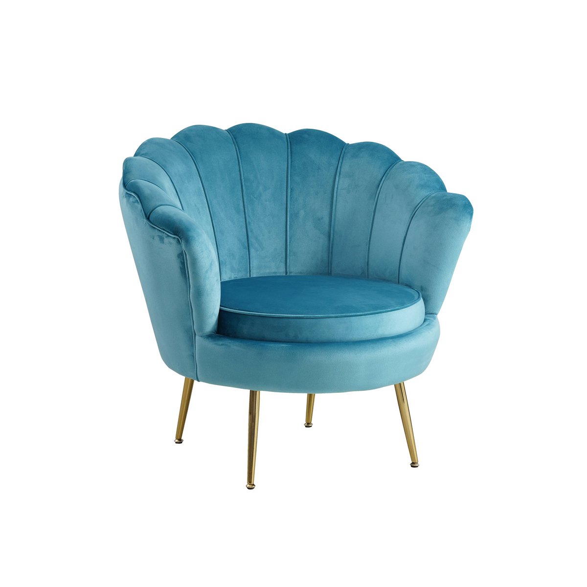 Muschelsessel aus Samt Blau – Bild 2