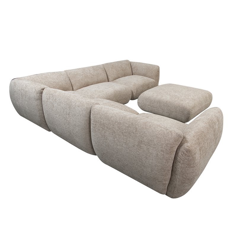 Sofa Amsterdam 6-Sitzer Ecksofa + Ottomane Sofa Latte – Bild 4