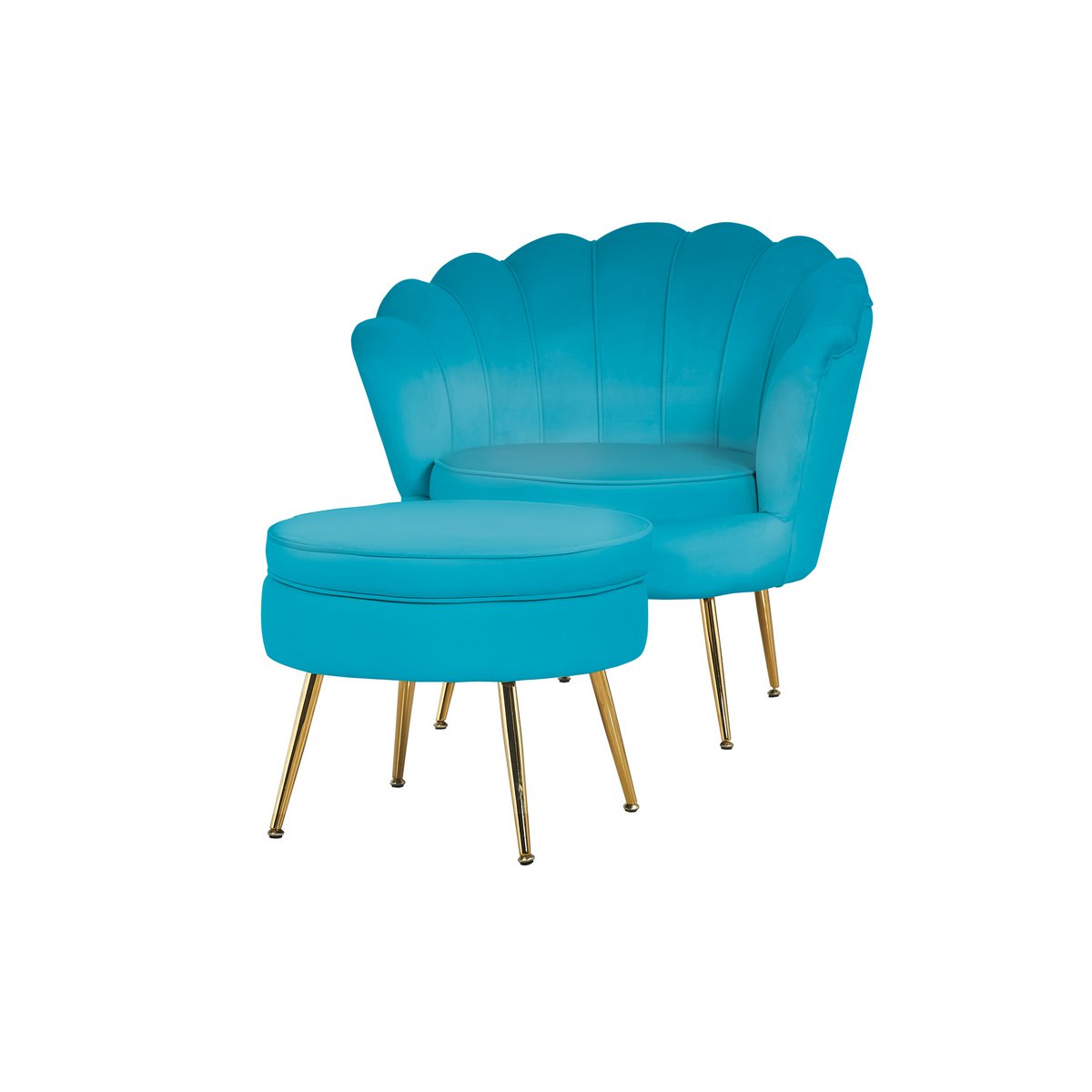 Muschelsessel aus Samt Blau – Bild 8
