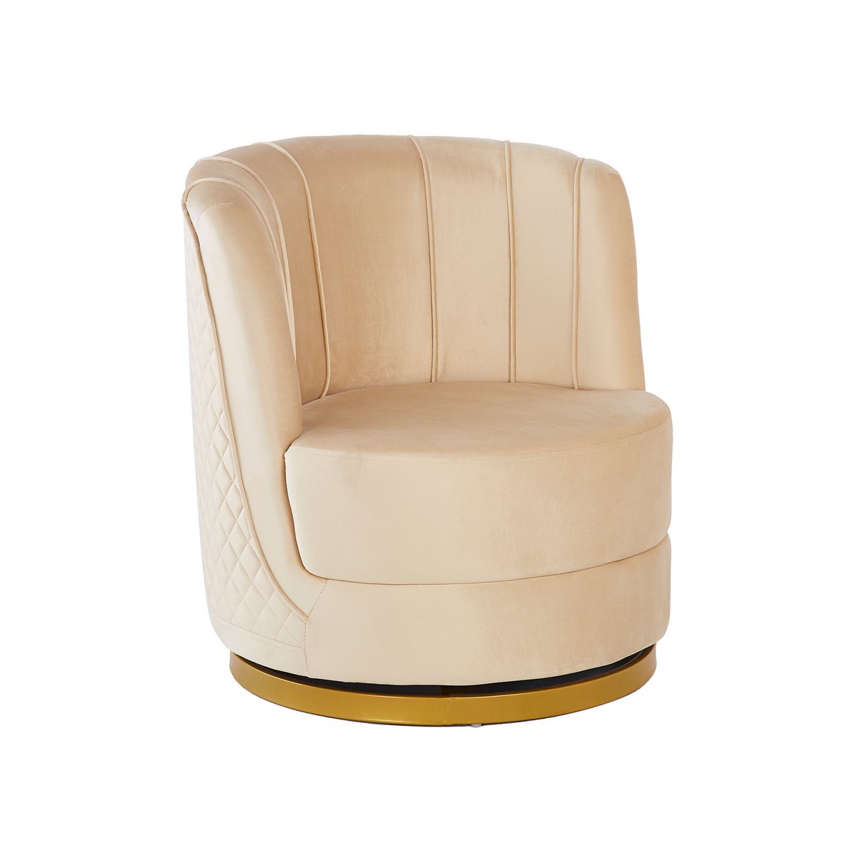Drehsessel aus Samt Beige – Bild 2