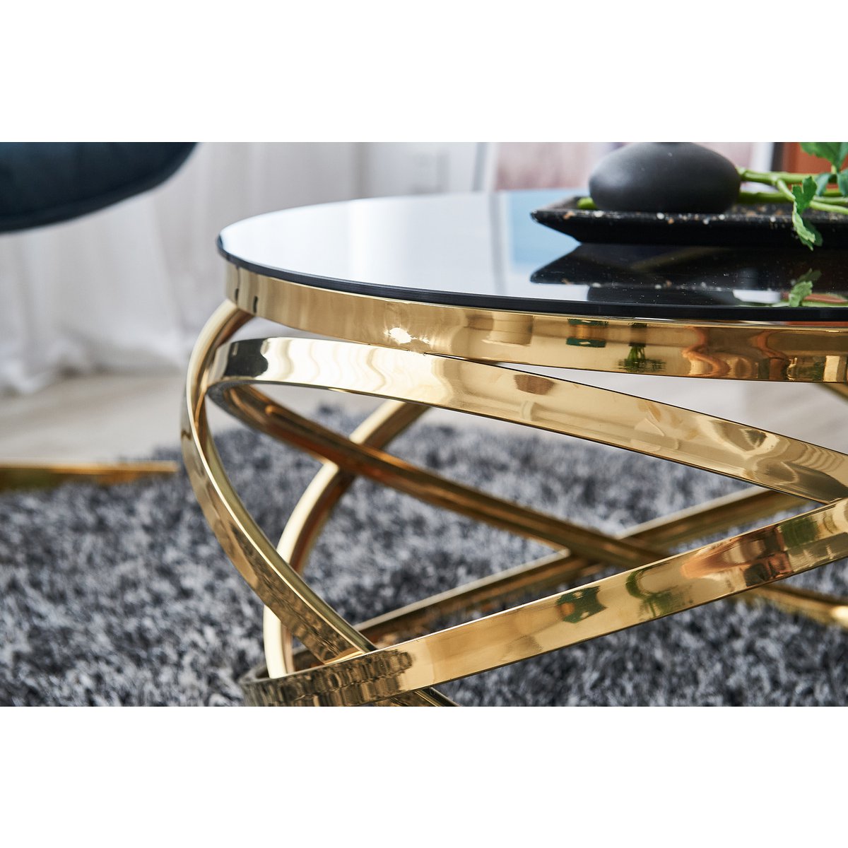 Couchtisch Gold/Grau Ø 80 cm – Bild 8