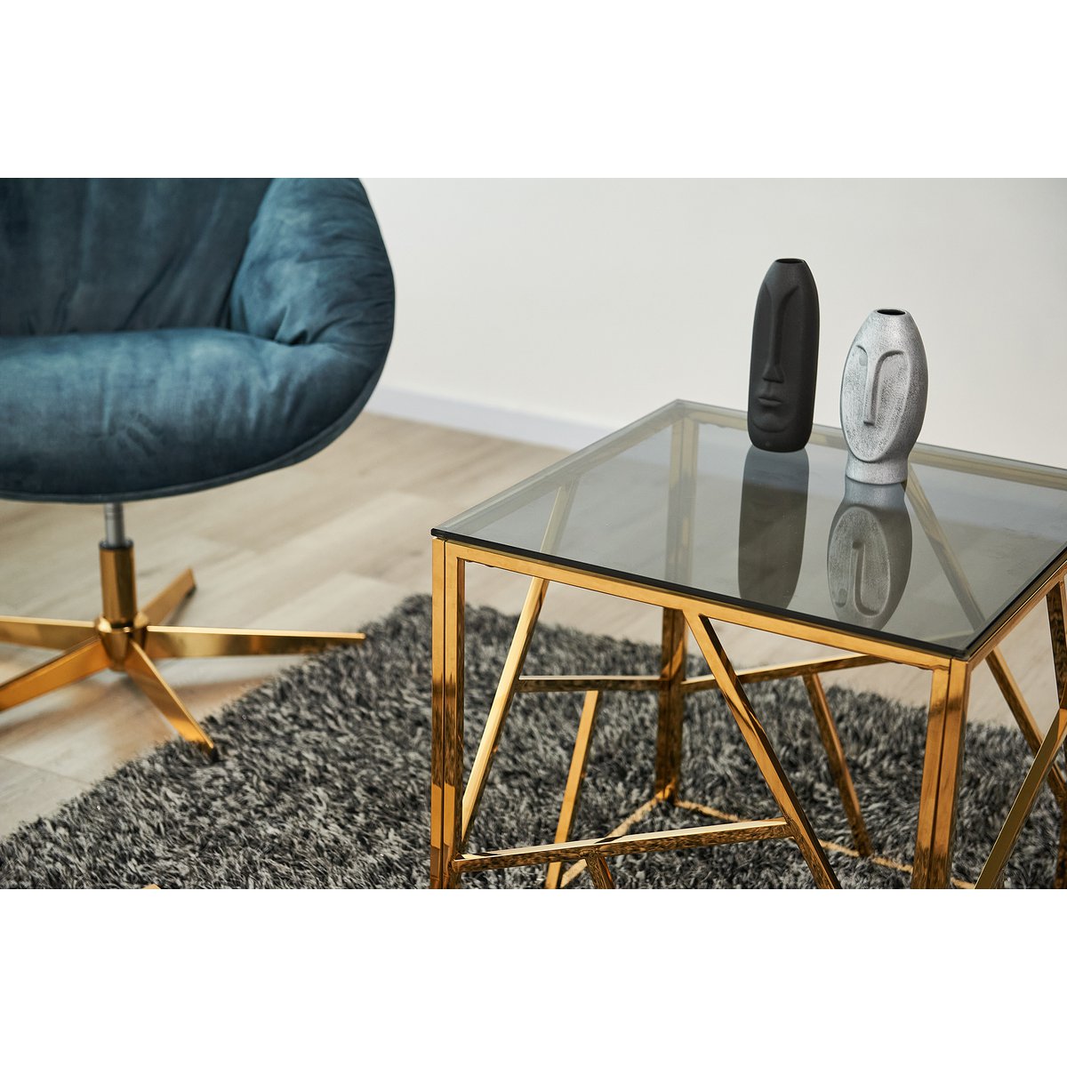 Beistelltisch Gold/Grau 55x55 cm – Bild 9