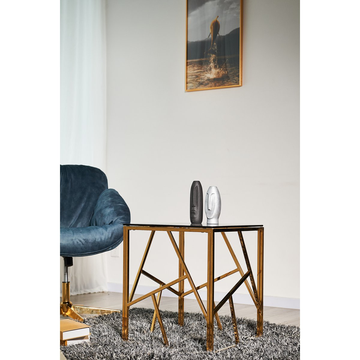 Beistelltisch Gold/Grau 55x55 cm – Bild 11