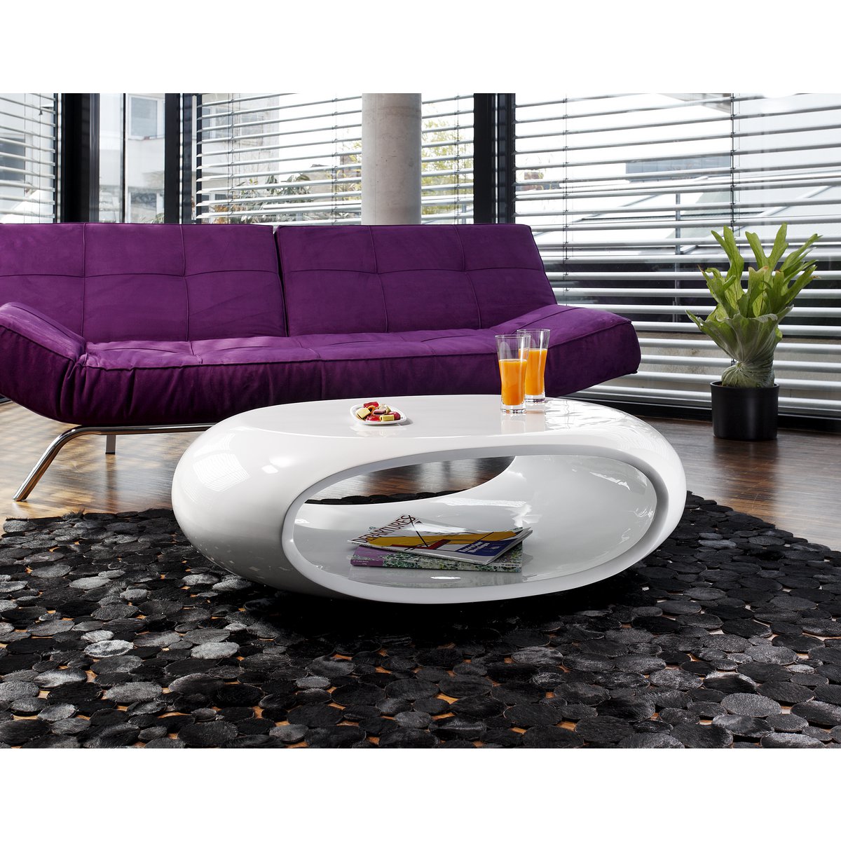 Couchtisch 100x70x32 cm weiß Fiberglas – Bild 4
