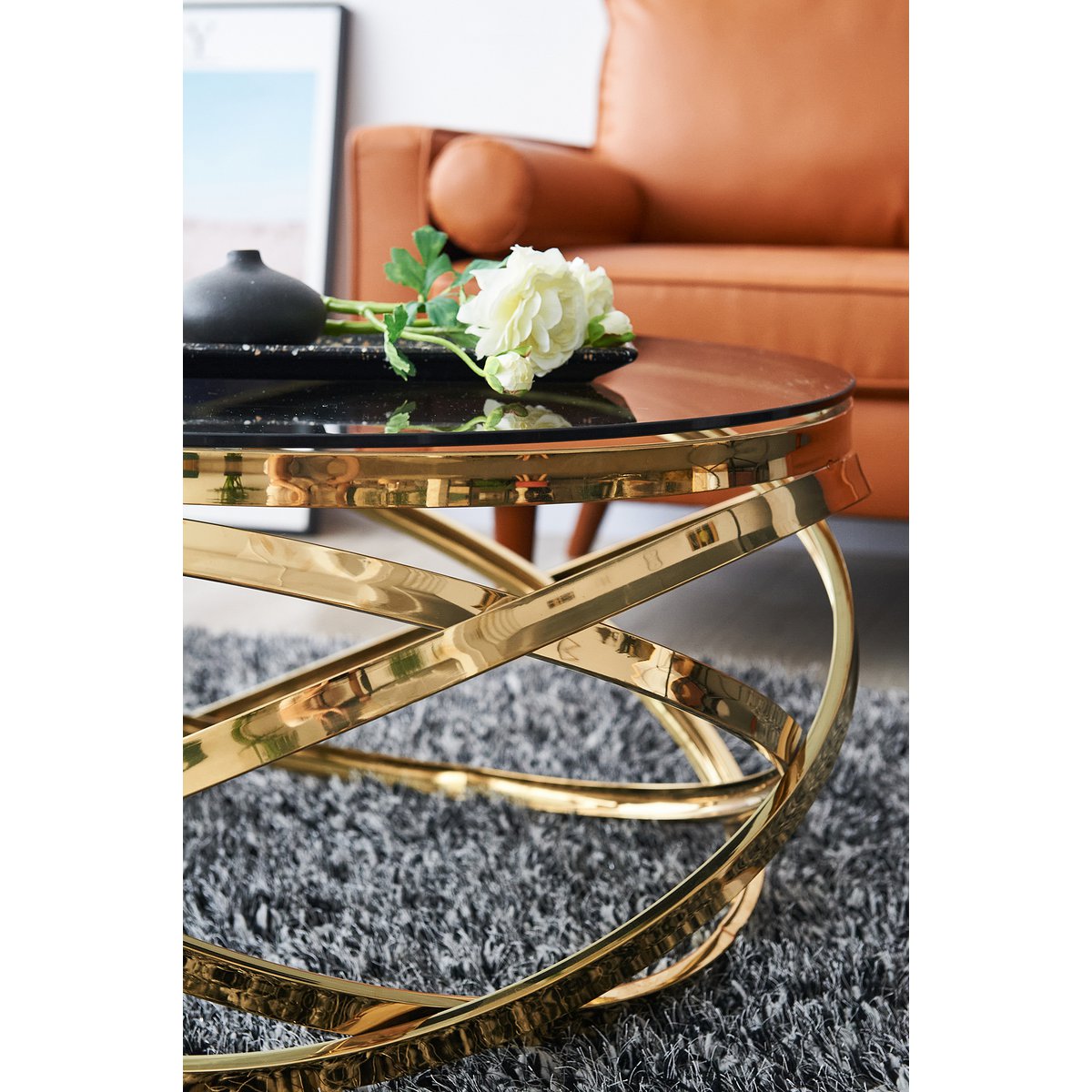 Couchtisch Gold/Grau Ø 80 cm – Bild 9
