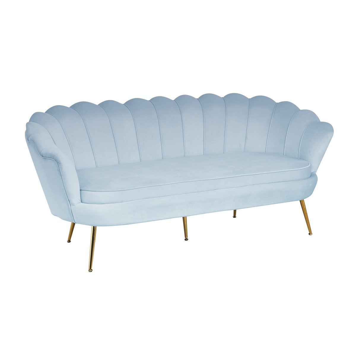 Muschelsofa 3-Sitzer aus Samt Hellgrau – Bild 2