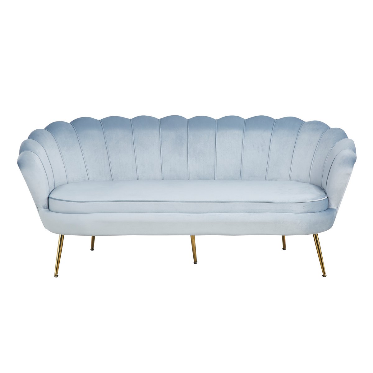 Muschelsofa 3-Sitzer aus Samt Hellgrau – Bild 3