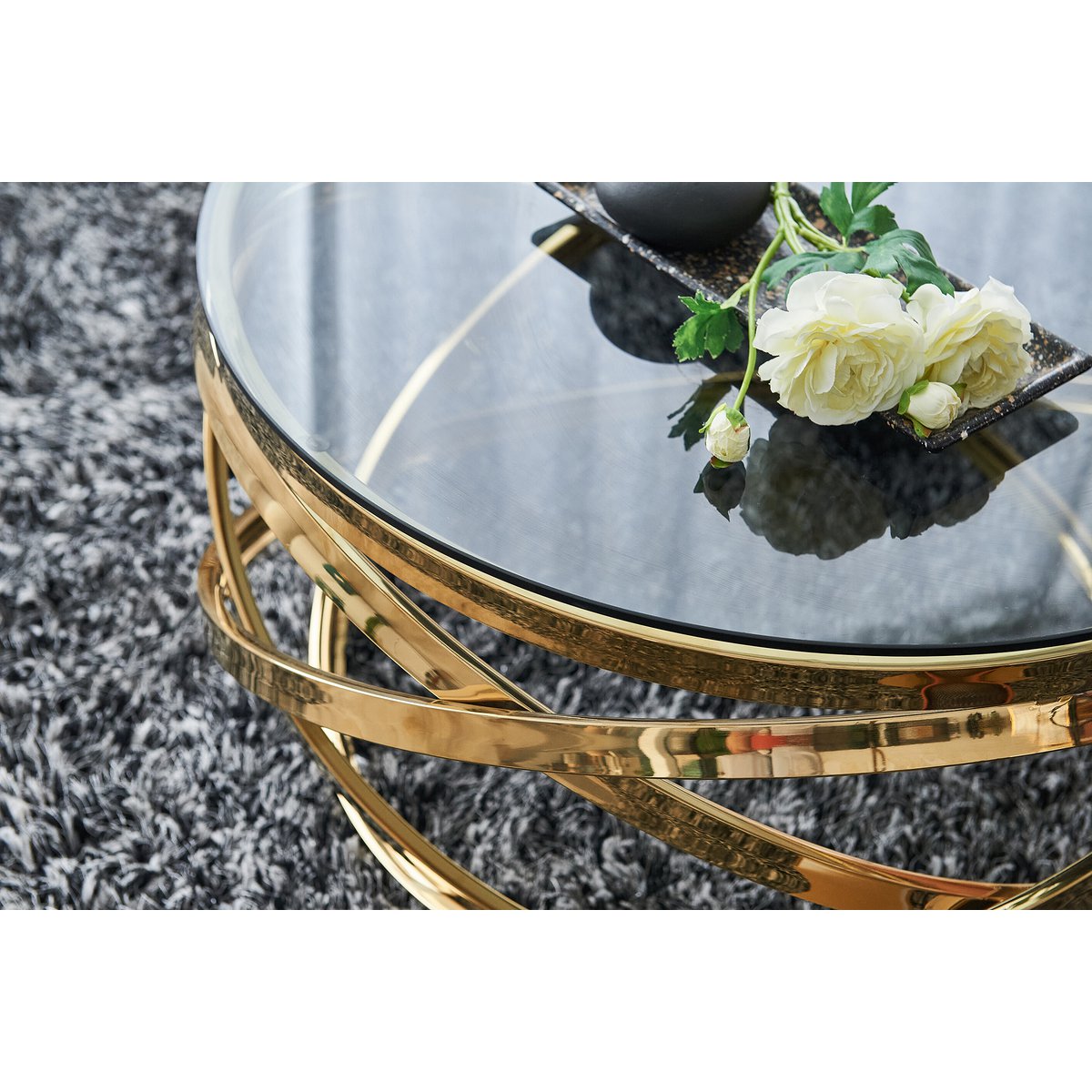 Couchtisch Gold/Grau Ø 80 cm – Bild 10