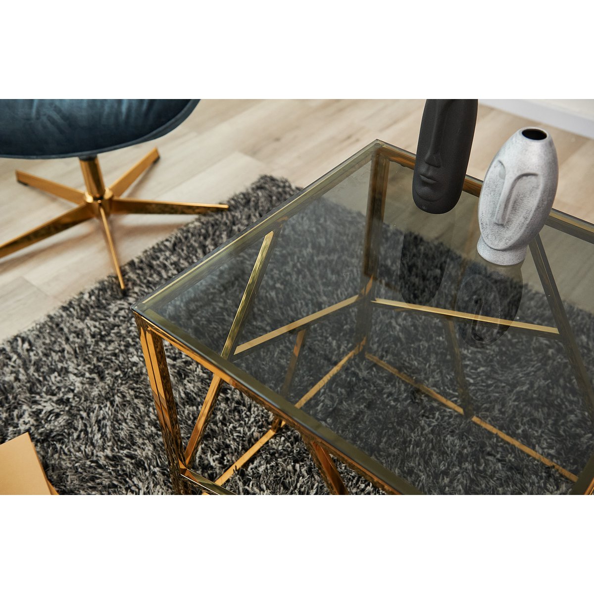 Beistelltisch Gold/Grau 55x55 cm – Bild 13